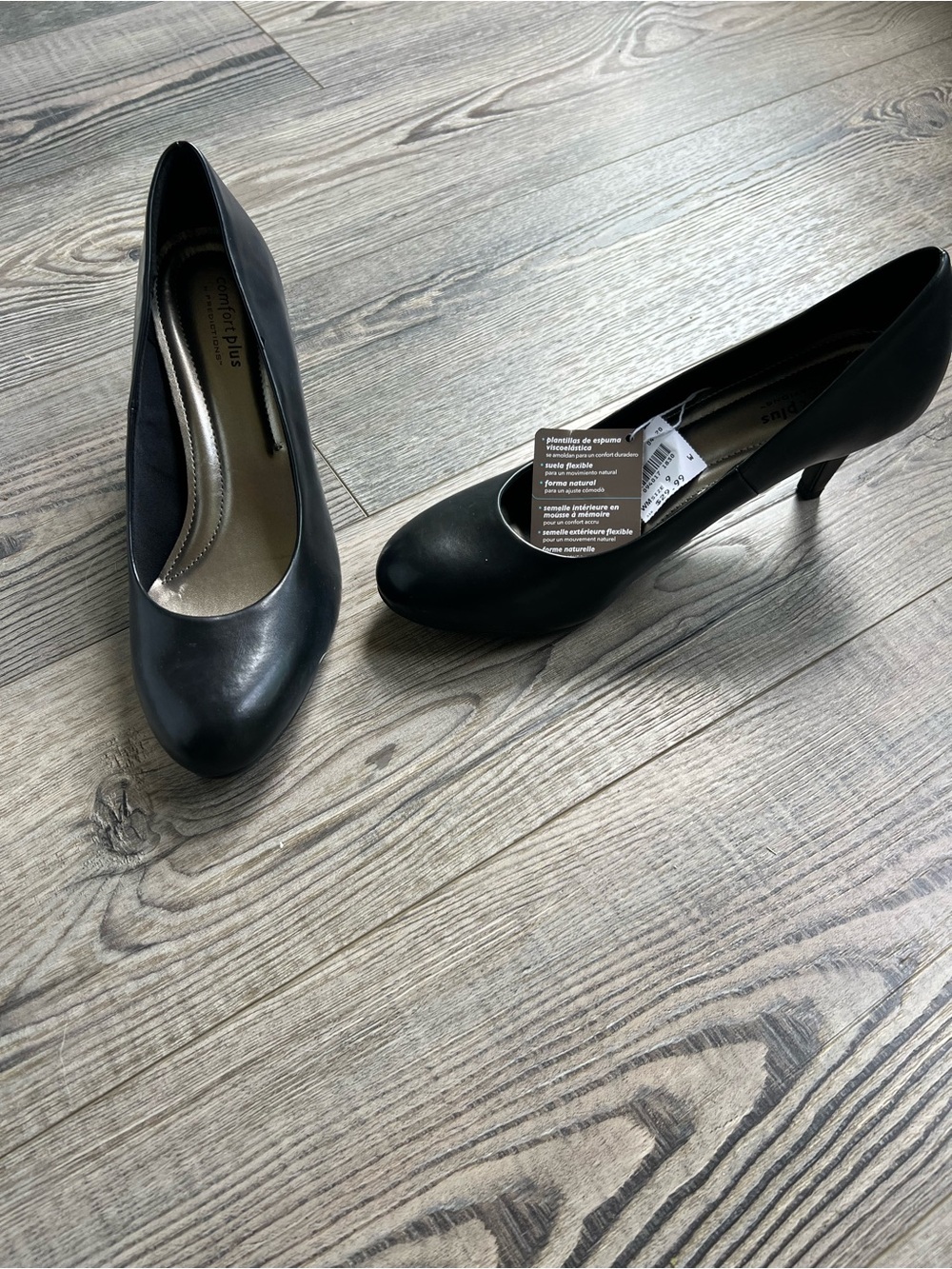 A2 By Aerosoles Black Mid-Heel Rounded Toe Pumps